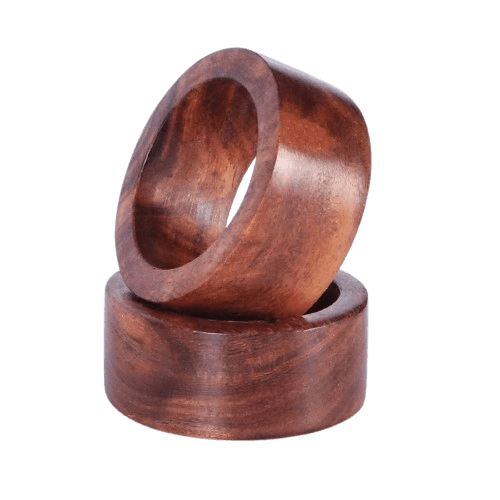 WOOD NAPKIN RING (POLISH) SET OF 4